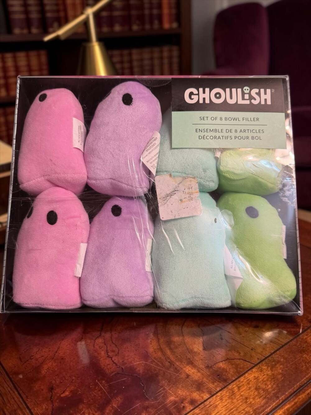 Ghoulish Set of 8 Bowl Filler Halloween Ghost Plush Decor